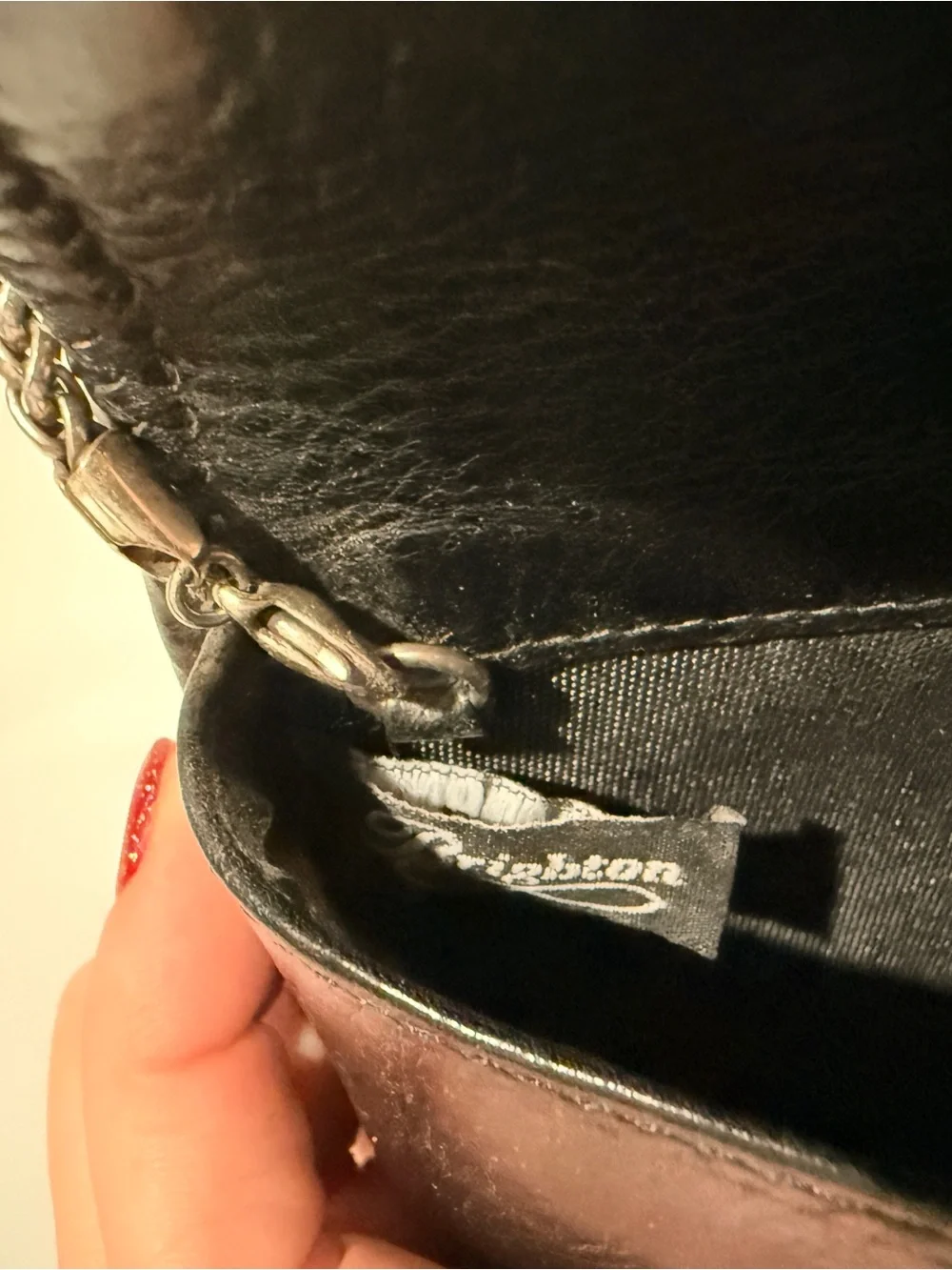 Vintage Brighton mini tiny leather bag with silver chain